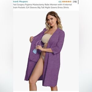 Mastectomy Robe with Four Drain Pockets